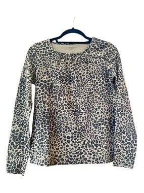 Charter Club Petite Leopard Print Top P Long Sleeve Stretch Tee Neutral